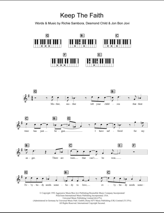 always bon jovi piano sheet music