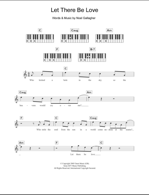 Let There Be Love Piano Chords Lyrics Zzounds