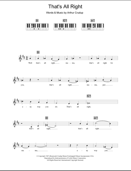 That S All Right Piano Chords Lyrics Zzounds
