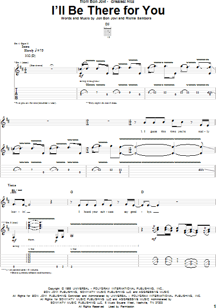 I Ll Be There For You Guitar Tab Zzounds