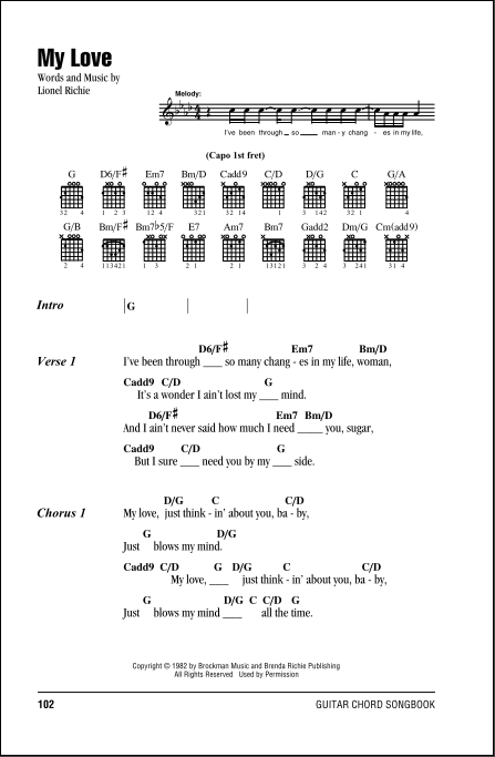 My Love Guitar Chords Lyrics Zzounds