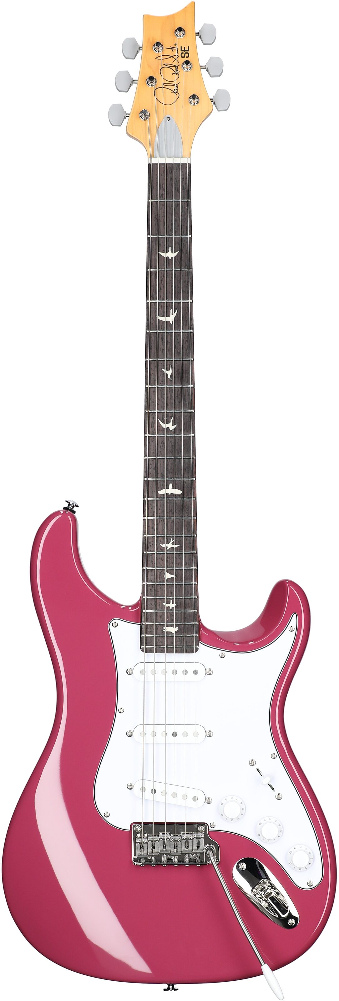 bright pink electric guitar