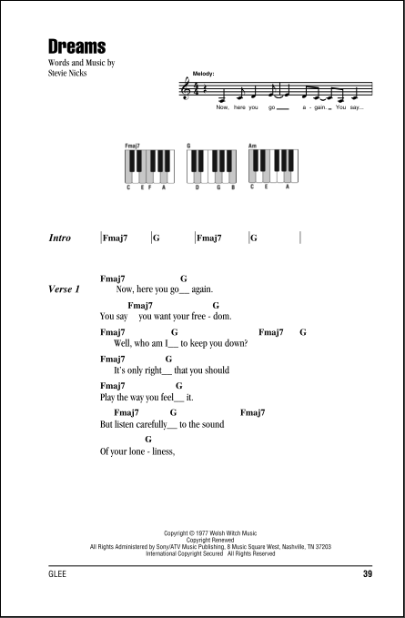 Dreams fleetwood mac piano sheet music free printable