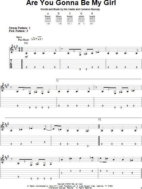 Are You Gonna Be My Girl Easy Guitar With Tab Zzounds