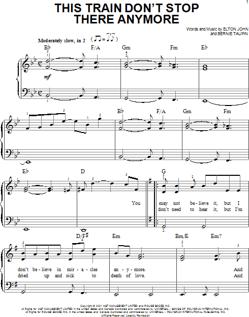 This Train Don T Stop There Anymore Easy Piano Zzounds