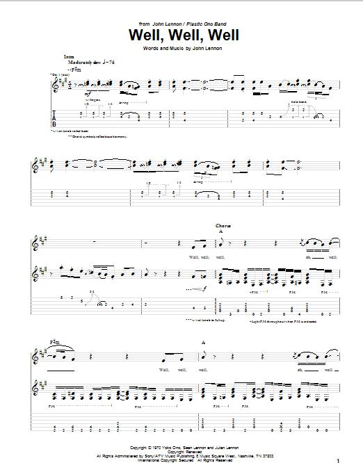 Well, Well, Well - Guitar TAB | zZounds