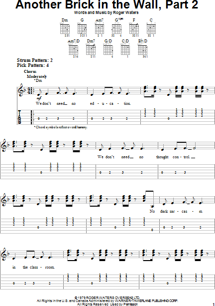 Another Brick In The Wall Part 2 Easy Guitar With Tab