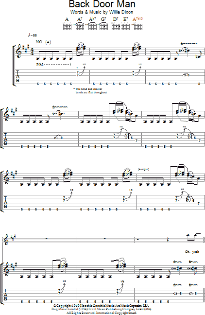 Back Door Man Guitar Tab Zzounds