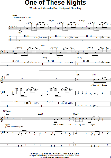 One Of These Nights - Bass Tab, New, Main.