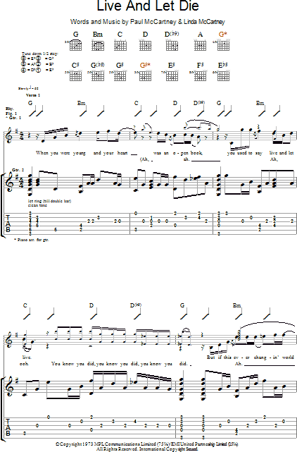 Live And Let Die Guitar Tab Zzounds