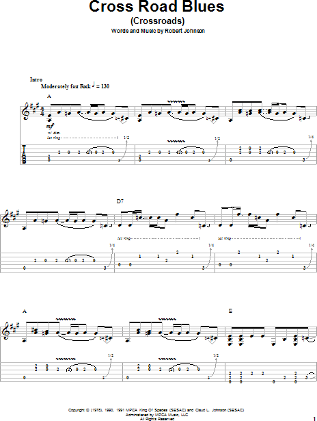 Cross Road Blues Crossroads Guitar Tab Play Along Zzounds