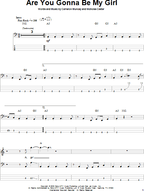Are You Gonna Be My Girl Bass Tab Zzounds