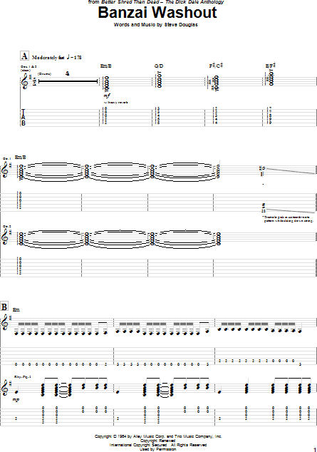 Banzai Washout Guitar Tab Zzounds