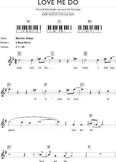 Love Me Do - Piano Chords/Lyrics | zZounds