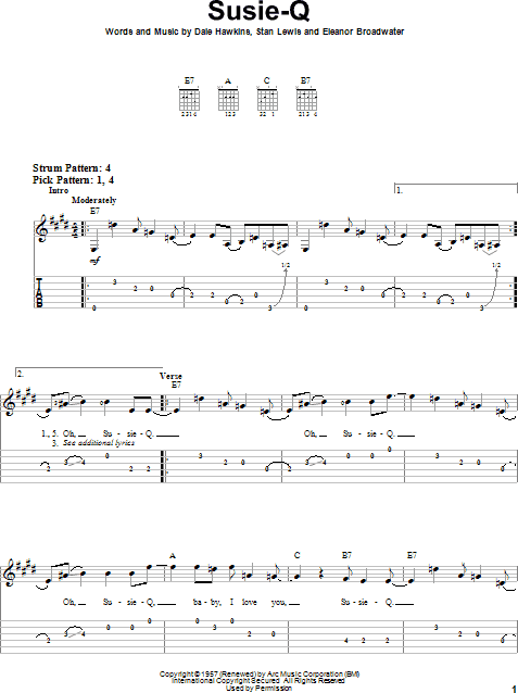 Susie Q Easy Guitar With Tab Zzounds