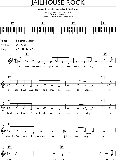 Jailhouse Rock Piano Chords Lyrics Zzounds