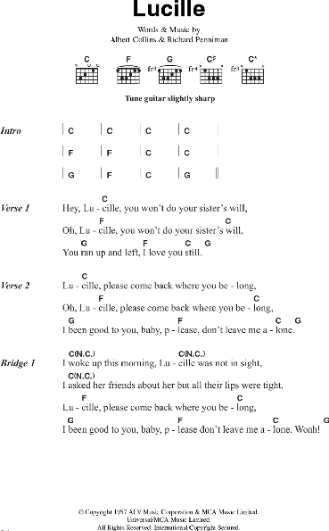 Lucille Guitar Chords Lyrics Zzounds