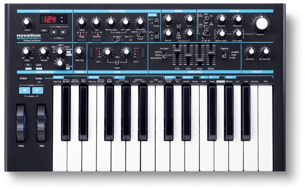 Novation Bass Station ll Analog Synthesizer Keyboard, 25Key