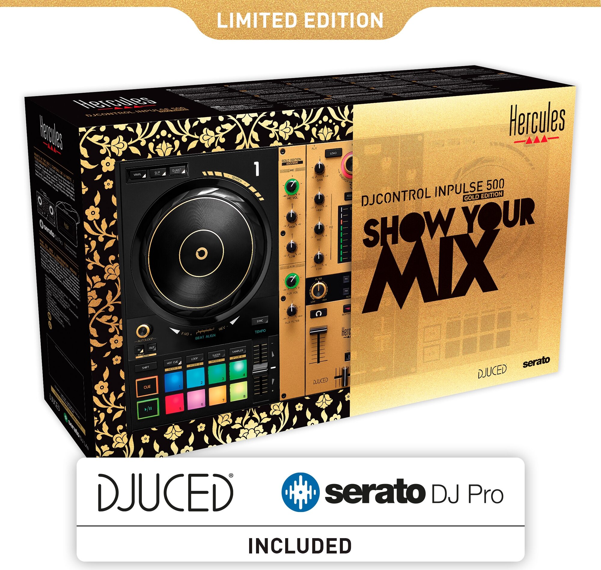 Hercules DJControl Inpulse 500 Gold Edition — Limited edition — 2-deck USB DJ controller for Serato DJ Pro and DJUCED