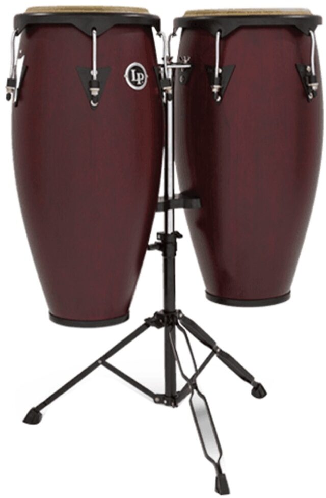 Latin Percussion LP646NY-DW 10-Inch and 11-Inch City Series Conga Set with Stand Dark Wood 