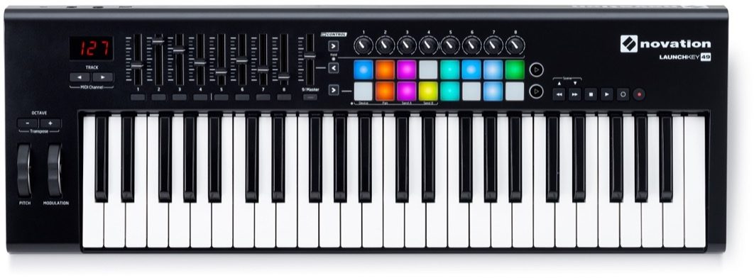 Novation Launchkey 49 MK3 USB MIDI Keyboard 49 Keys Controller with Software Pack of Ableton Live Lite and 4 GB of Loopmasters Sounds & Samples w/Mackie CR3-X Pair Studio Monitors & Instrument Cables 