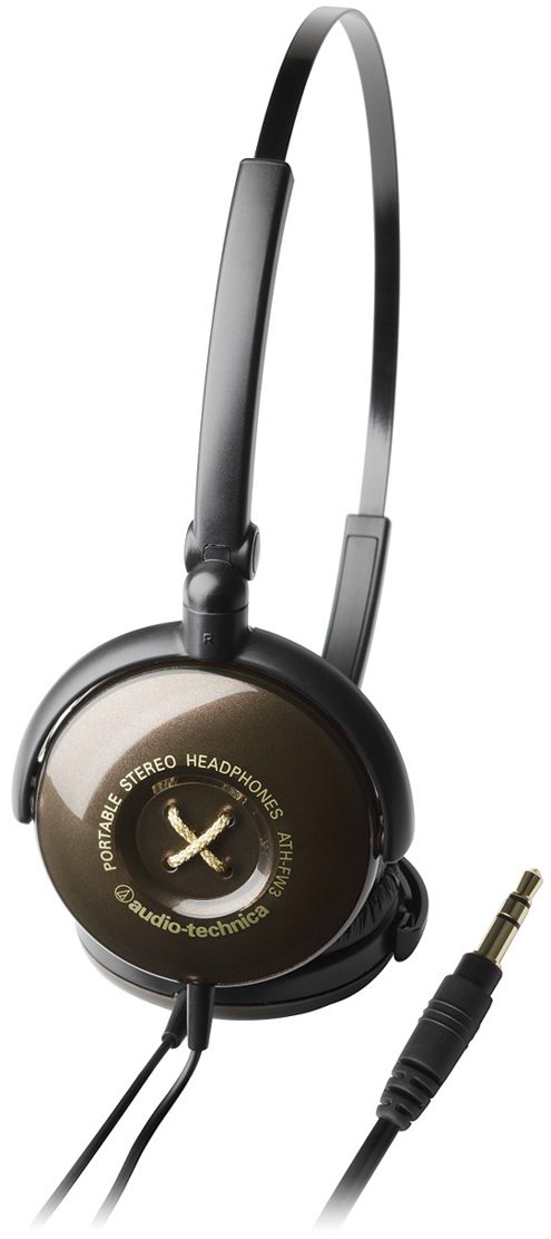 Audio-Technica ATH-FW3 Brown Button Portable Stereo Headphones 