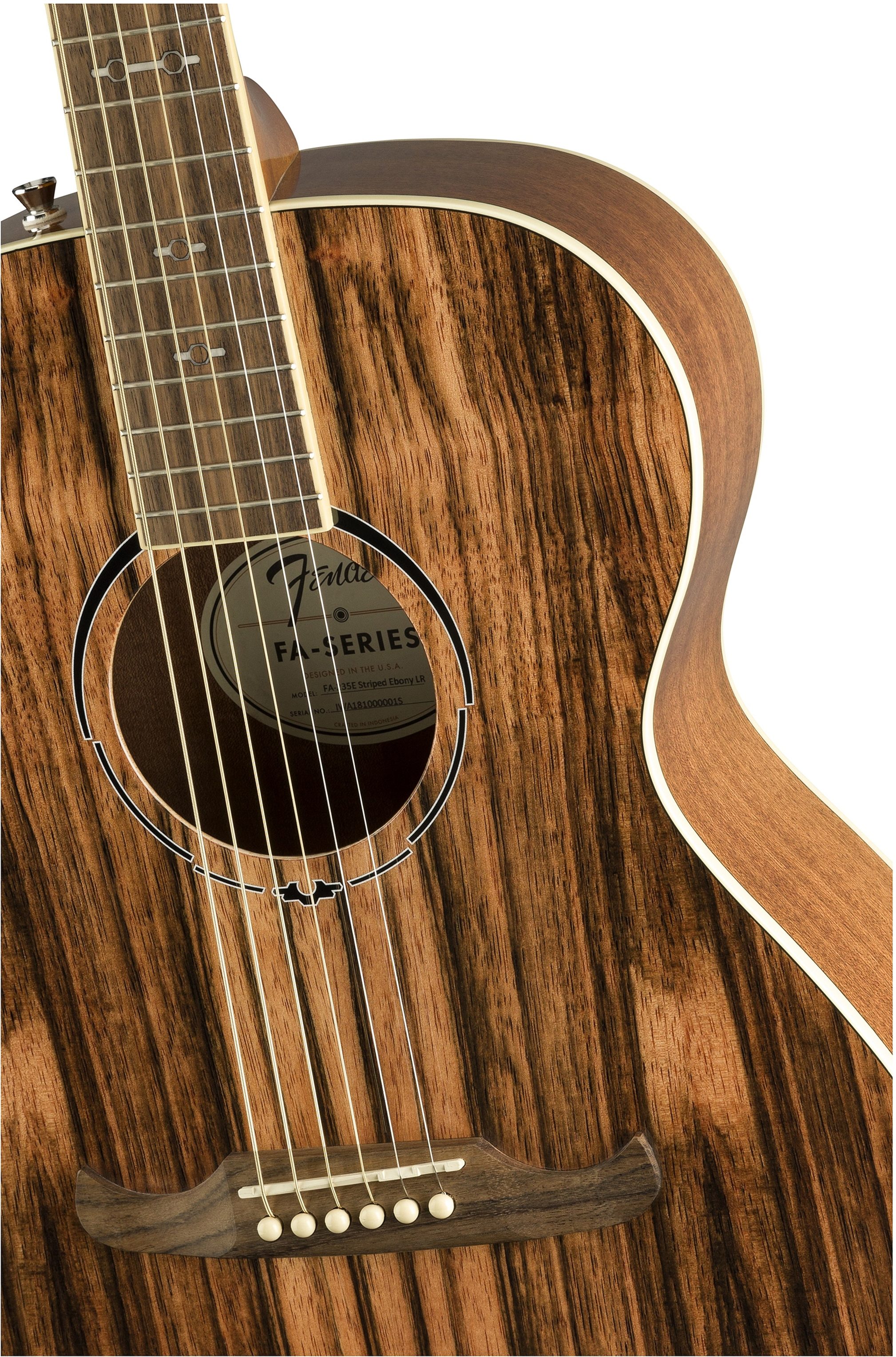 Fender fa-235e striped ebony acoustic-electric guitar natural