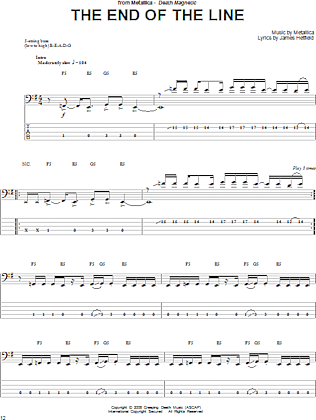 The End Of The Line - Bass Tab | zZounds