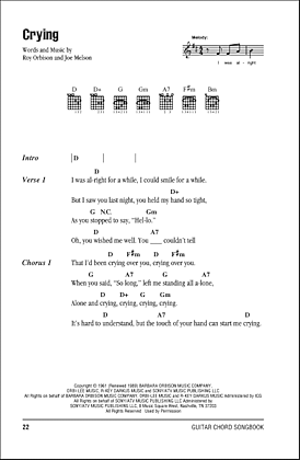 Crying - Guitar Chords/Lyrics | ZZounds