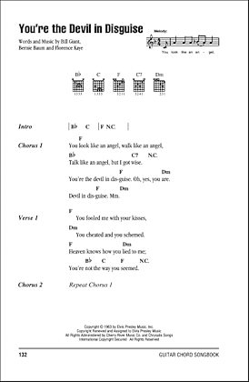 You're The Devil In Disguise - Guitar Chords/Lyrics | zZounds