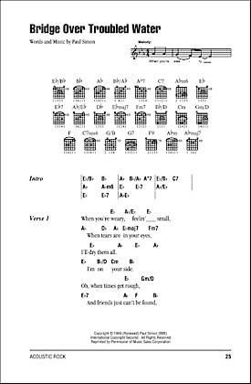 Bridge Over Troubled Water - Guitar Chords/Lyrics | zZounds