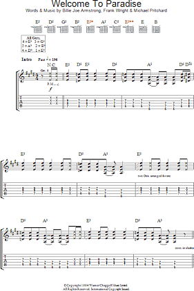 Welcome To Paradise - Guitar TAB | zZounds