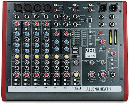 Allen and Heath ZED-10FX 10-Channel Mixer with USB Interface, New