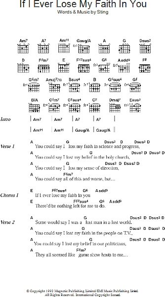 If I Ever Lose My Faith In You Guitar Chords Lyrics Zzounds