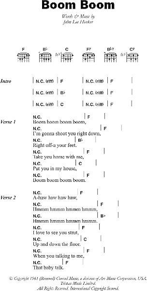 Boom Boom Guitar Chords Lyrics Zzounds