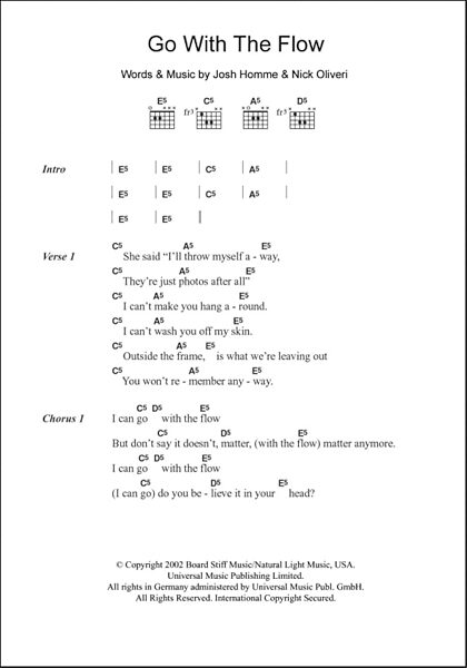 Go With The Flow Guitar Chords Lyrics Zzounds