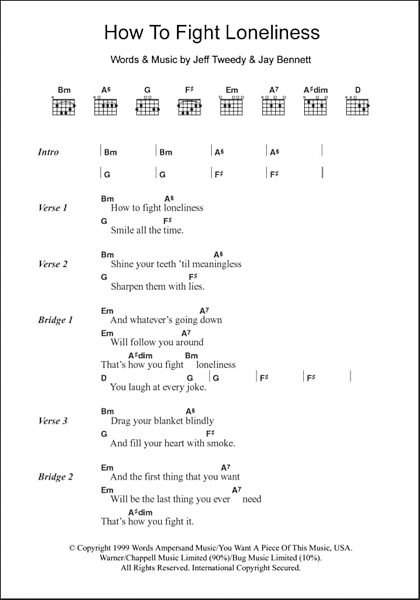 How To Fight Loneliness Guitar Chords Lyrics Zzounds