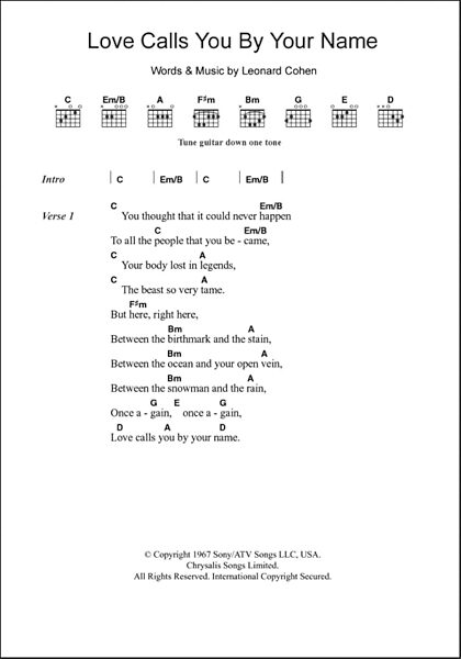 Love Calls You By Your Name Guitar Chords Lyrics Zzounds