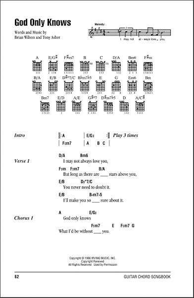 God Only Knows Guitar Chords Lyrics Zzounds