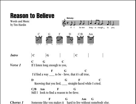 Reason To Believe Guitar Chords Lyrics Zzounds