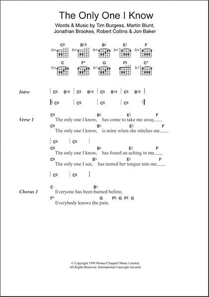 The Only One I Know Guitar Chords Lyrics Zzounds