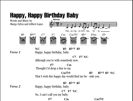Happy Happy Birthday Baby Guitar Chords Lyrics Zzounds