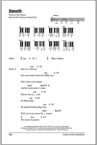 Smooth Piano Chords Lyrics Zzounds