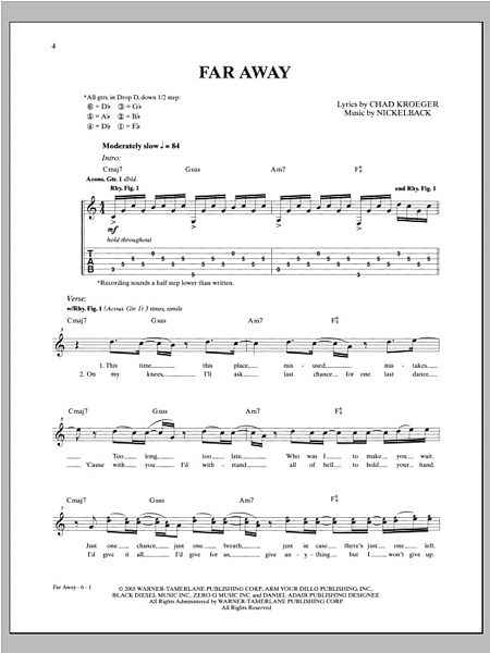 Far Away Guitar Tab Zzounds