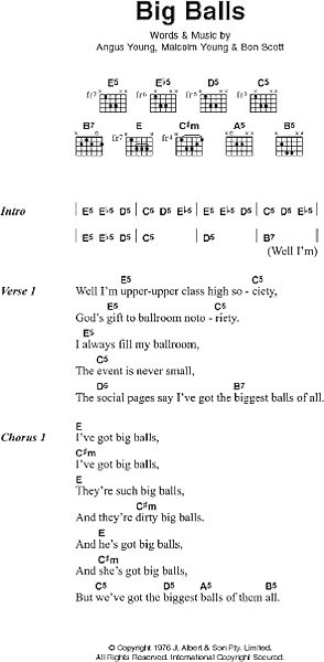 Big Balls Guitar Chords Lyrics Zzounds