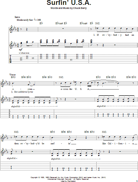 Surfin U S A Guitar Tab Play Along Zzounds