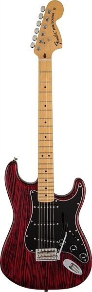 Fender Limited Edition USA Stratocaster Sandblast Electric Guitar, Maple Fretboard (with Gig Bag), Crimson