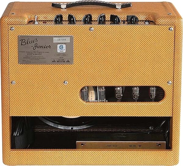 Fender Special Run Blues Junior Guitar Combo Amplifier (15 Watts, 1x12"), Lacquer Tweed, Rear