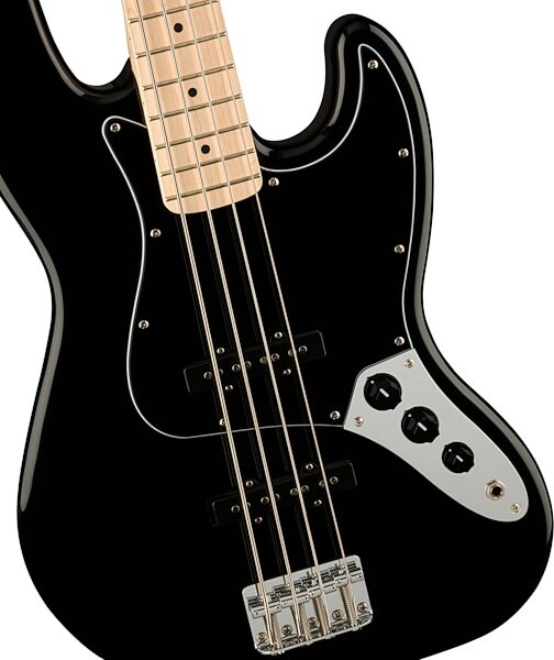 Squier Affinity Jazz Electric Bass, Maple Fingerboard, Black, Action Position Back