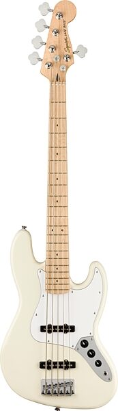 Squier Affinity Jazz V Electric Bass, Maple Fingerboard (5-String), Olympic White, Action Position Back